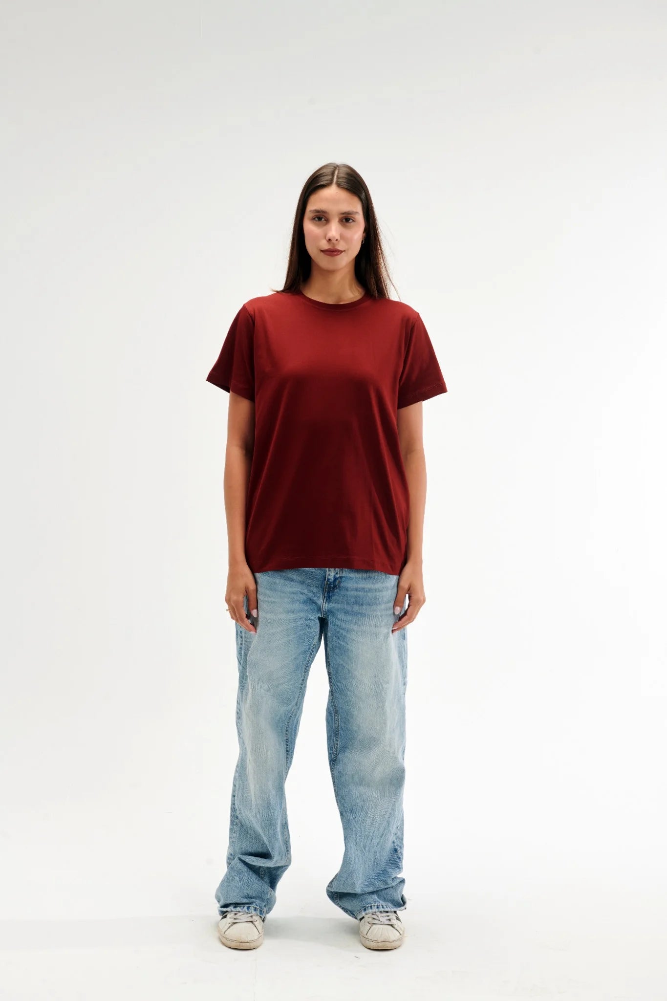 Regular Fit Burgundy Female T-Shirt