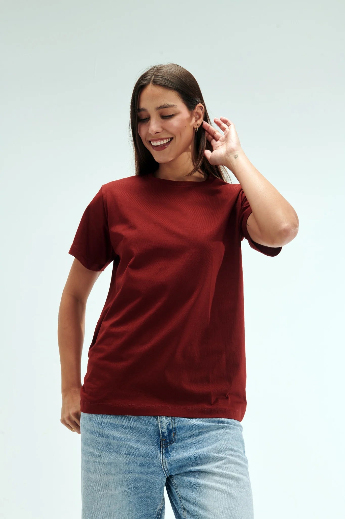 Regular Fit Burgundy Female T-Shirt