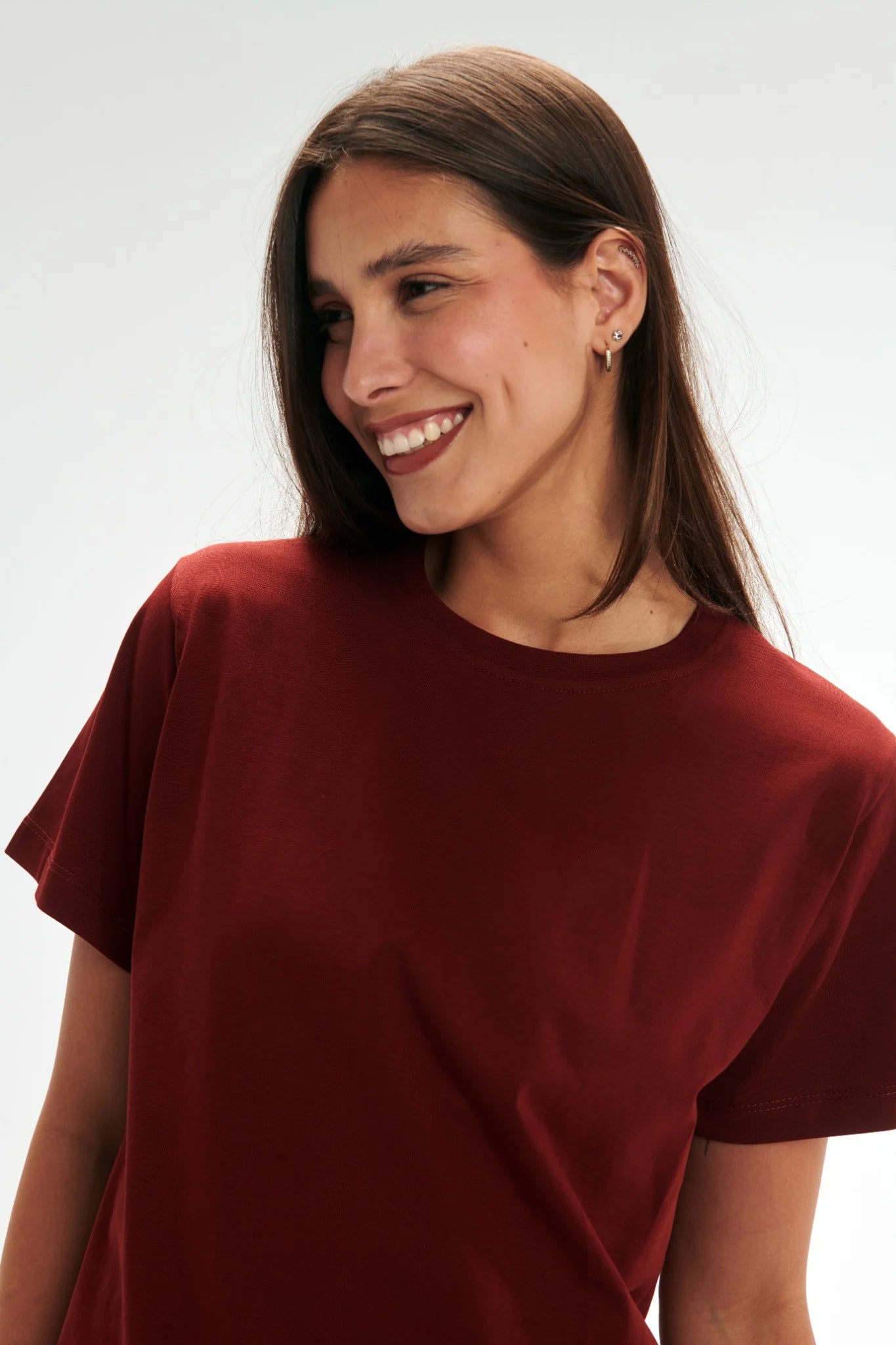 Regular Fit Burgundy Female T-Shirt