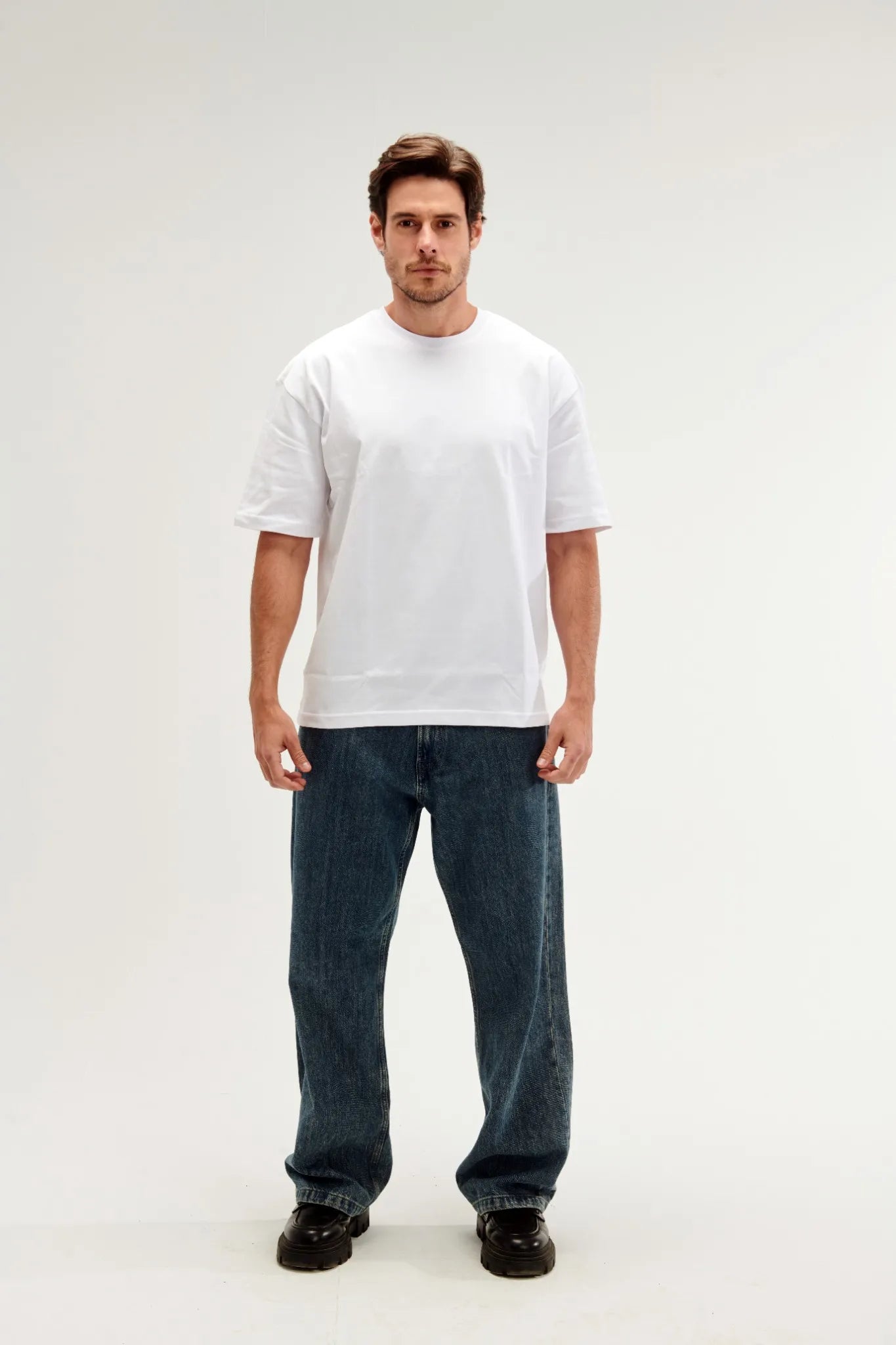 Oversized Fit White Male T-Shirt