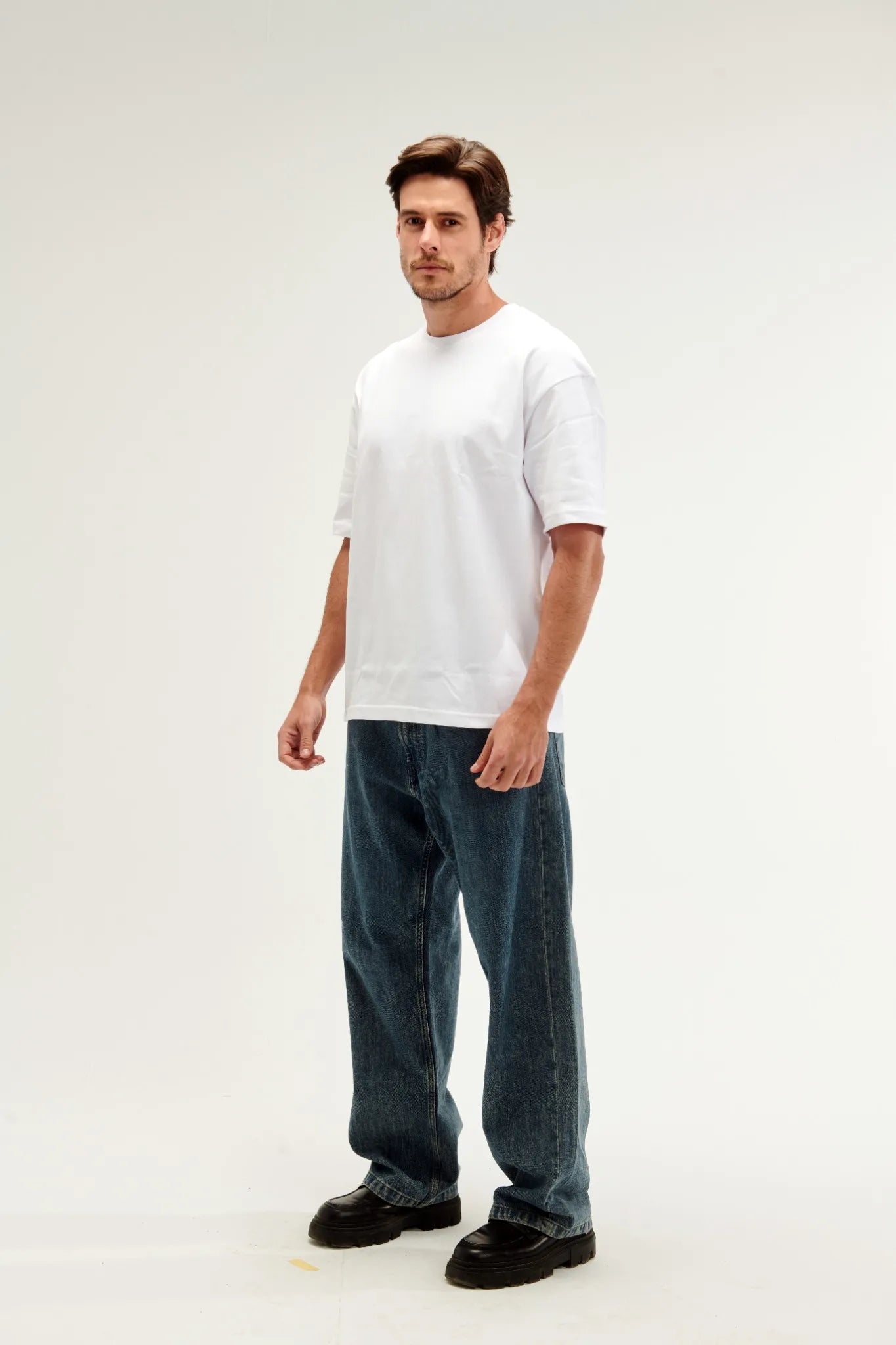 Oversized Fit White Male T-Shirt