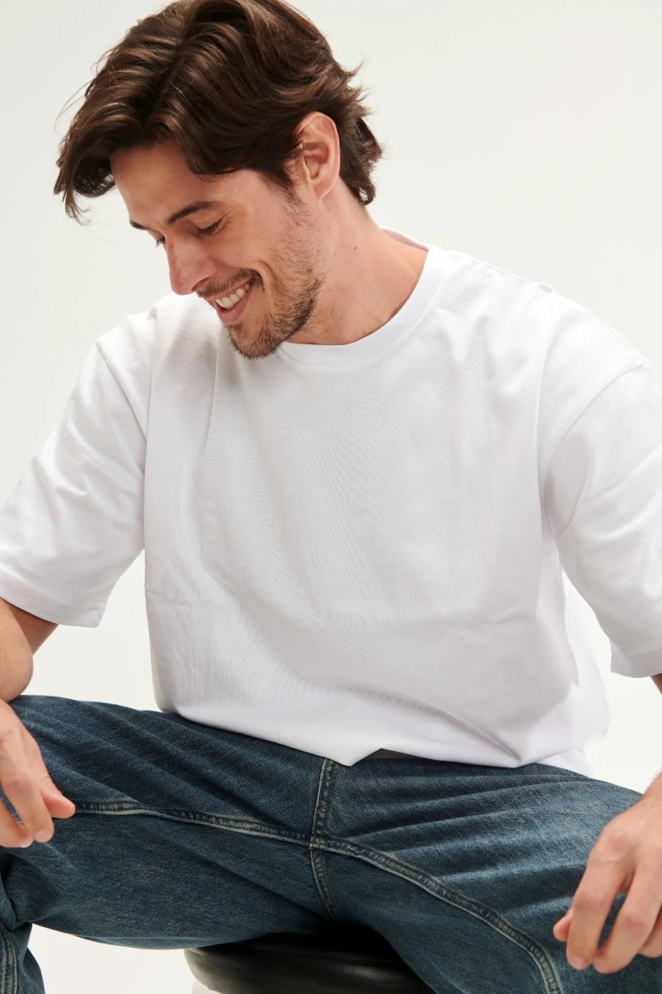 Oversized Fit White Male T-Shirt