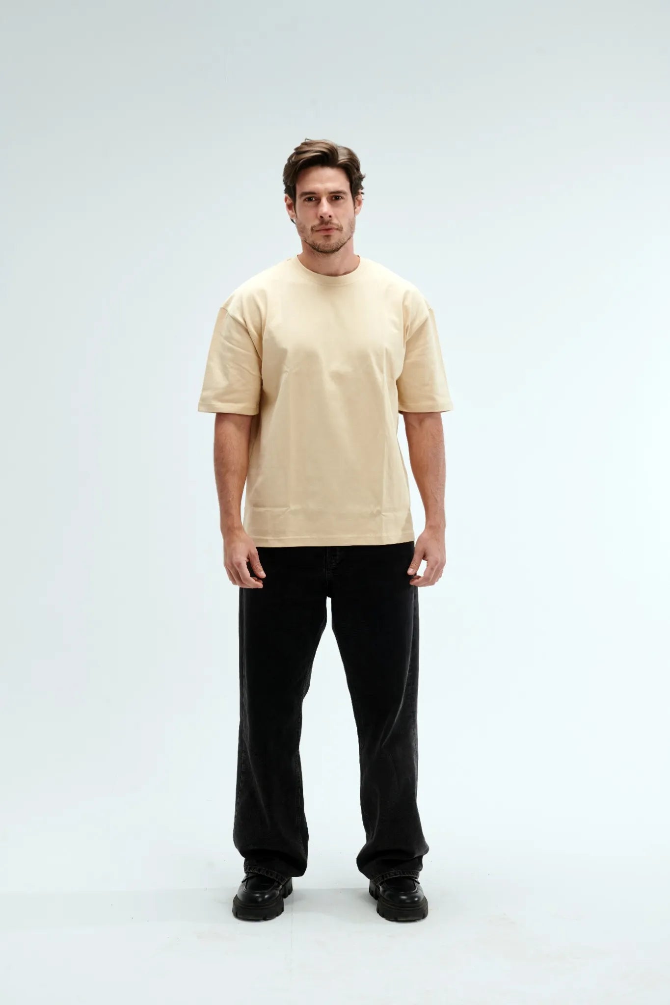 Oversized Fit Beige Male T-Shirt