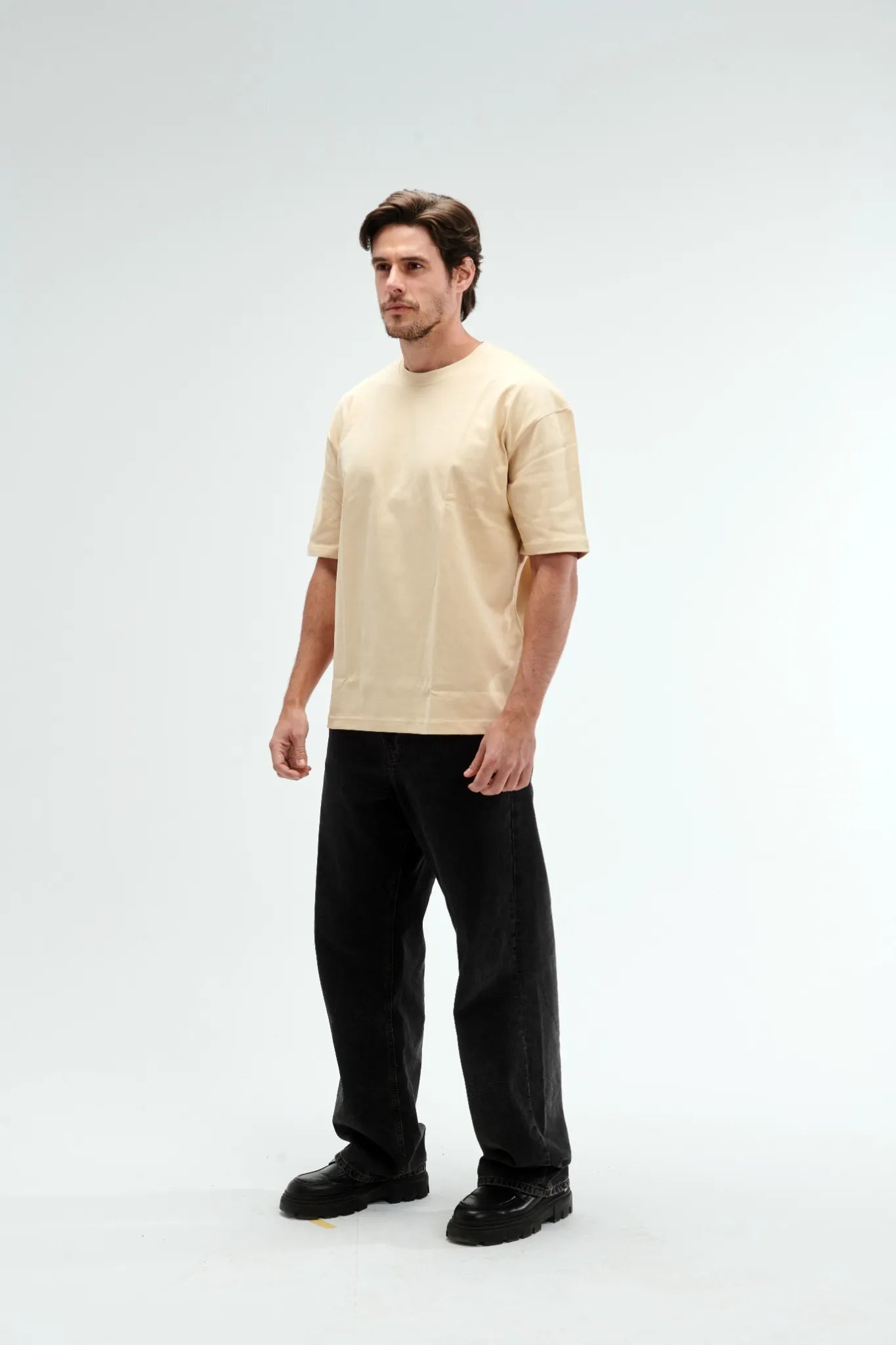 Oversized Fit Beige Male T-Shirt