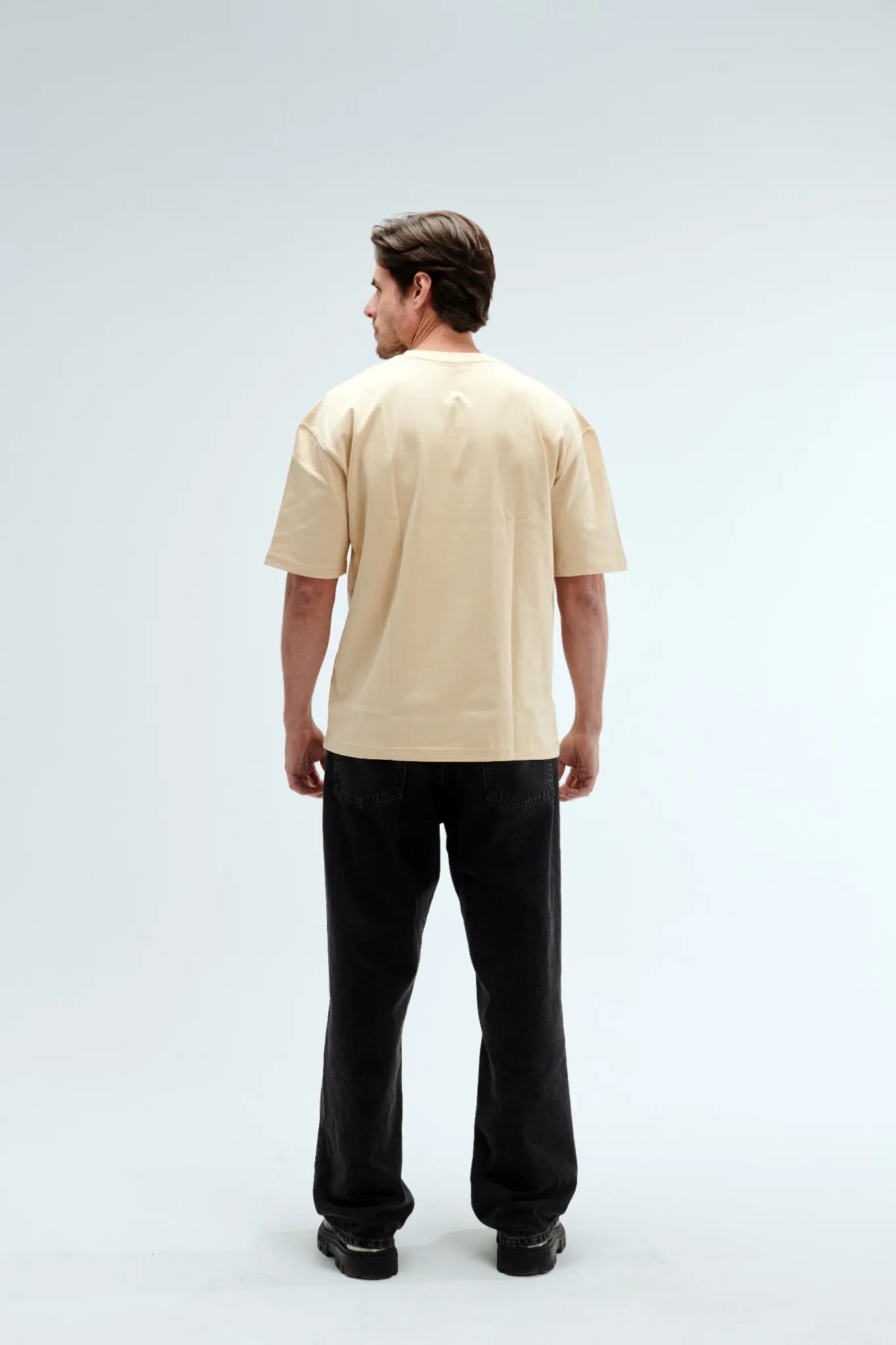 Oversized Fit Beige Male T-Shirt