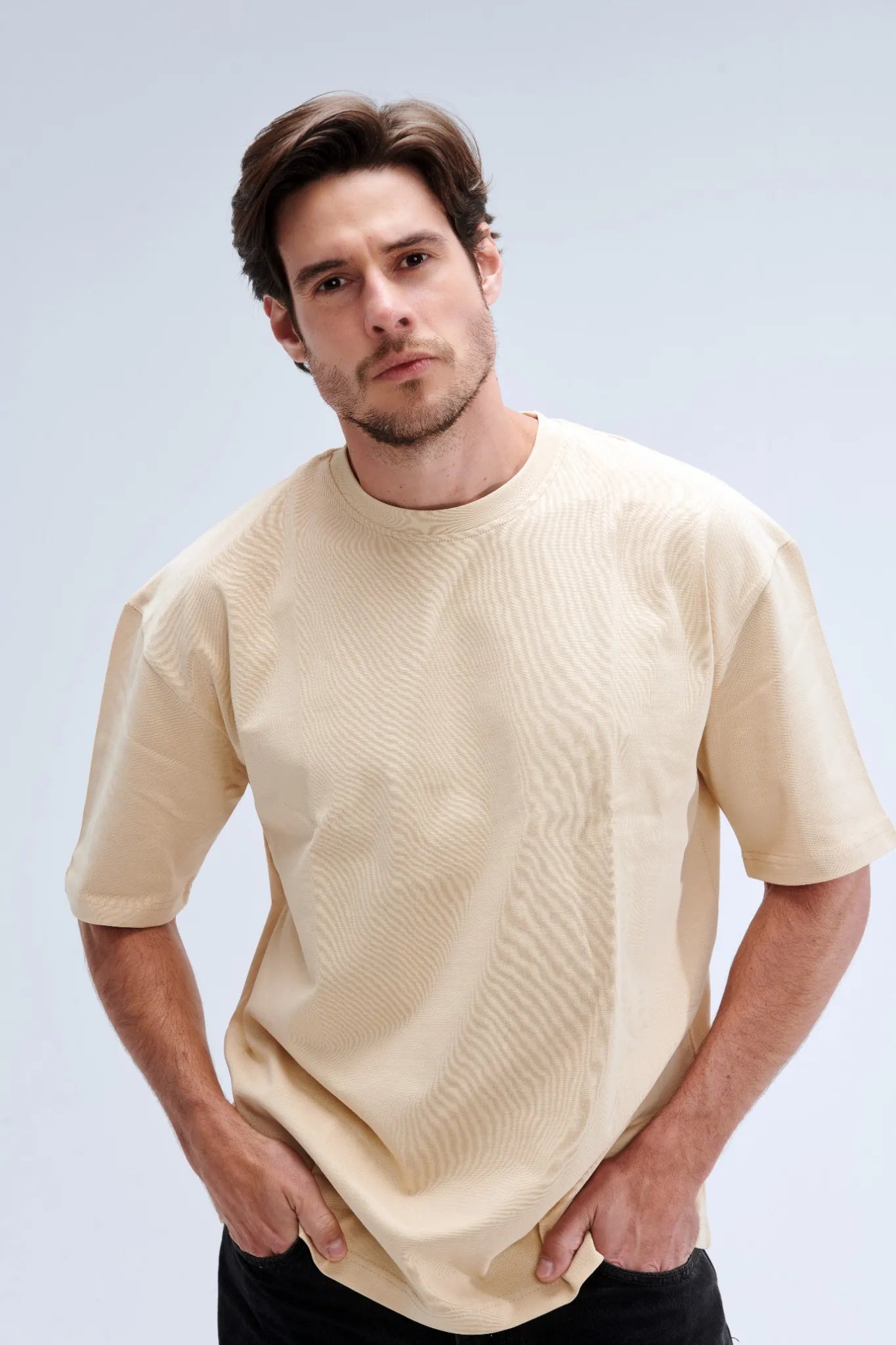 Oversized Fit Beige Male T-Shirt