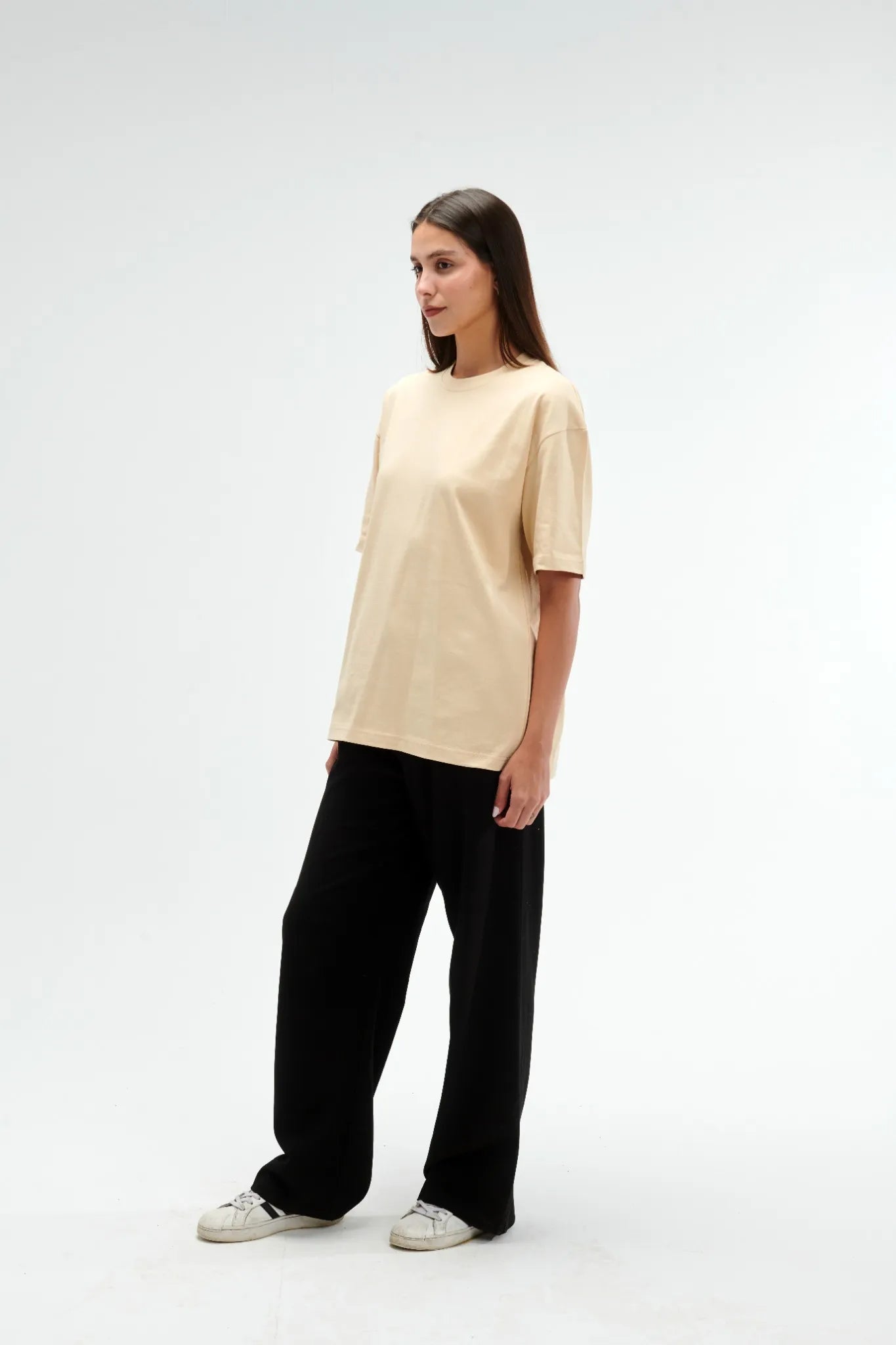 Oversized Fit Beige Female T-Shirt