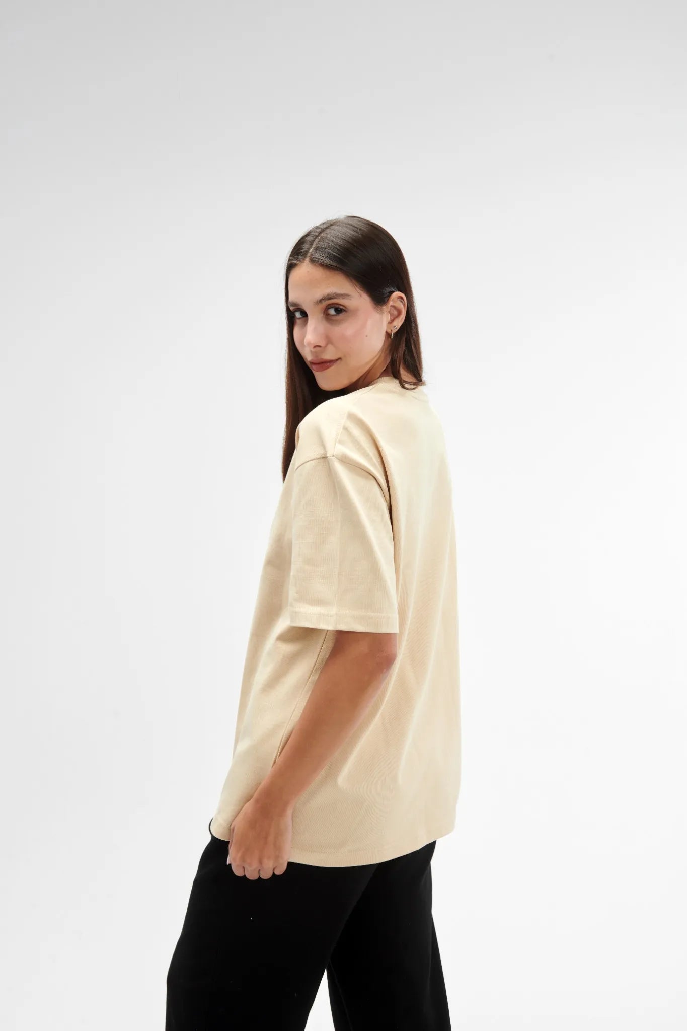 Oversized Fit Beige Female T-Shirt