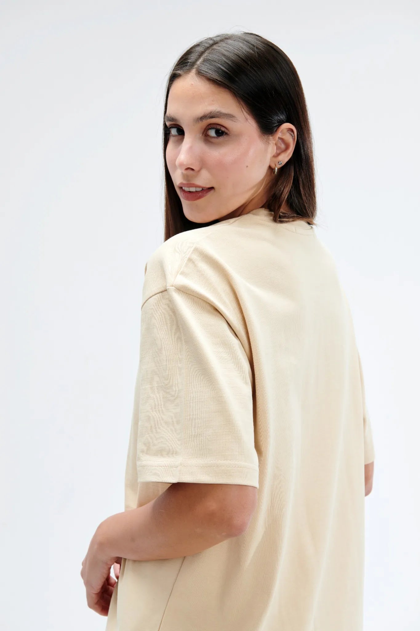 Oversized Fit Beige Female T-Shirt
