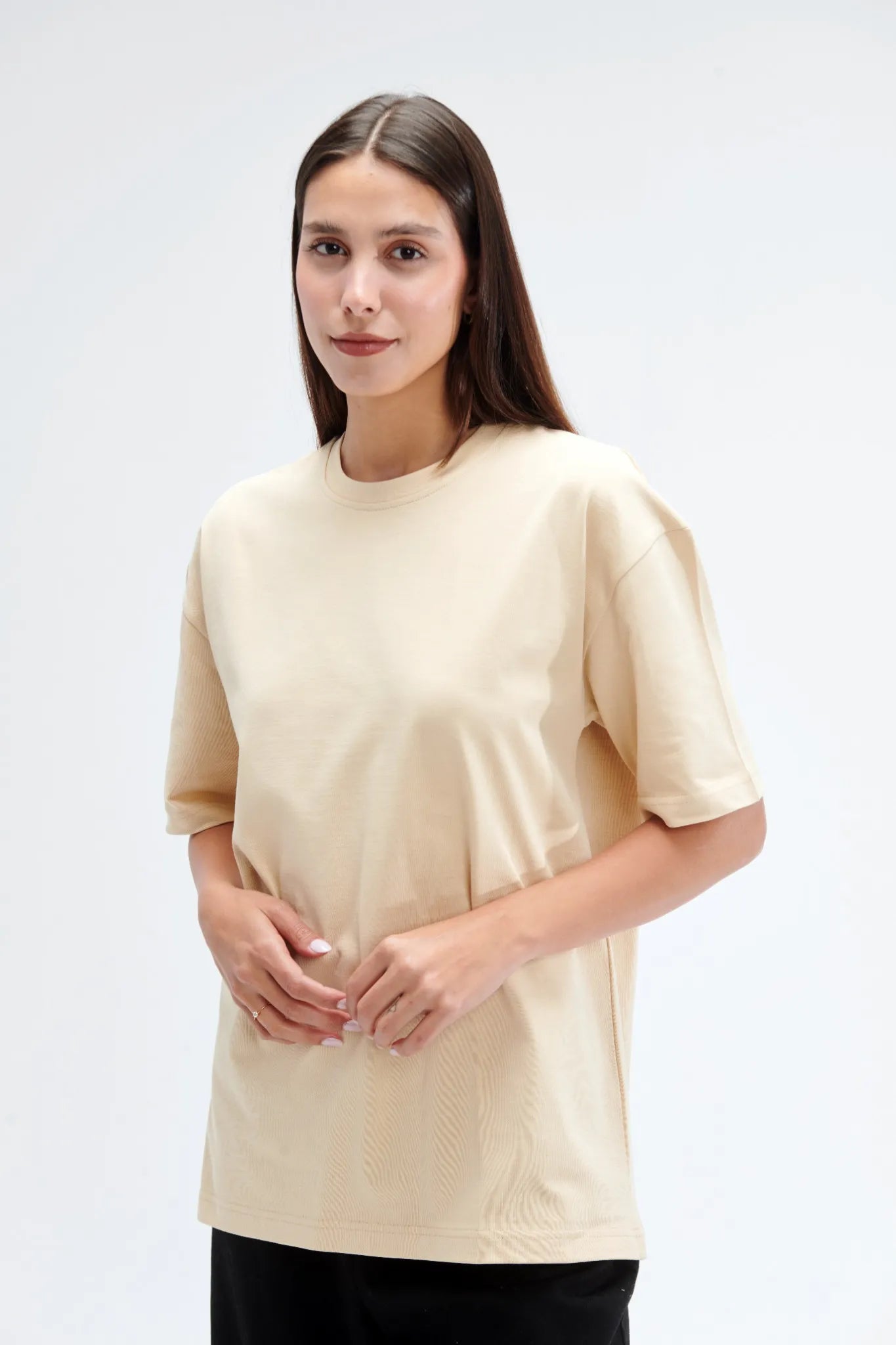 Oversized Fit Beige Female T-Shirt