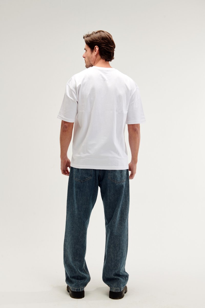 Oversized Fit White Male T-Shirt