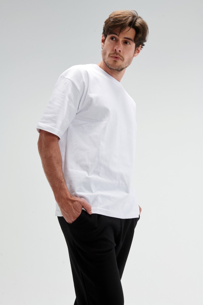 Oversized Fit White Male T-Shirt